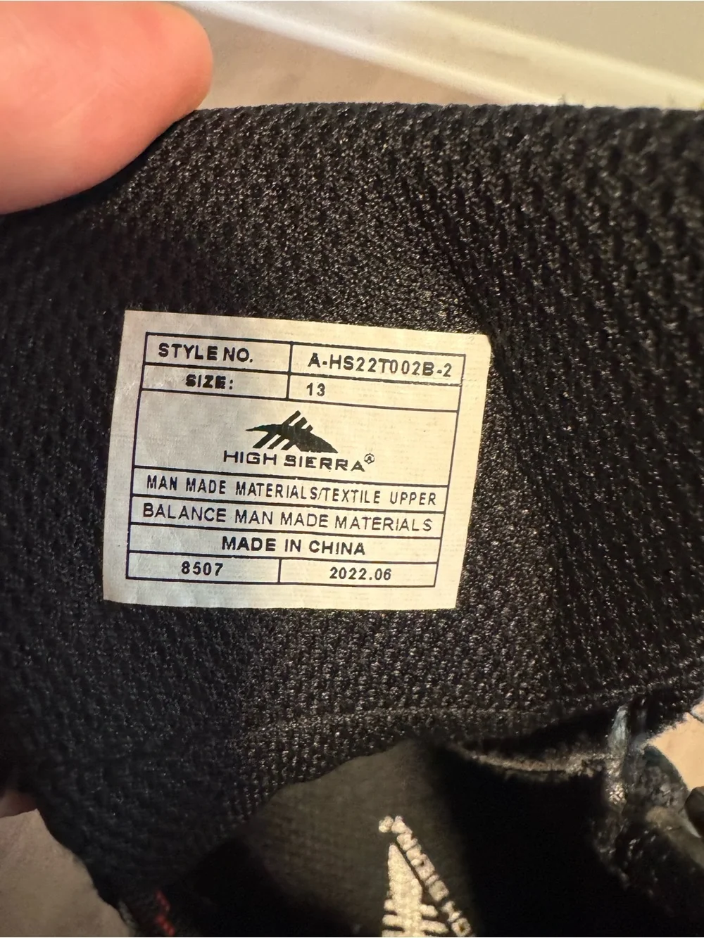 High Sierra Black Textile Shoe with Red Stitch Accent